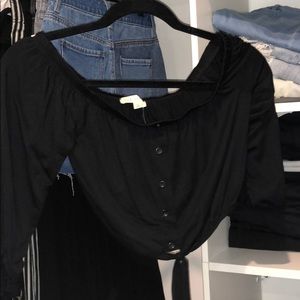 Black off the shoulder crop top